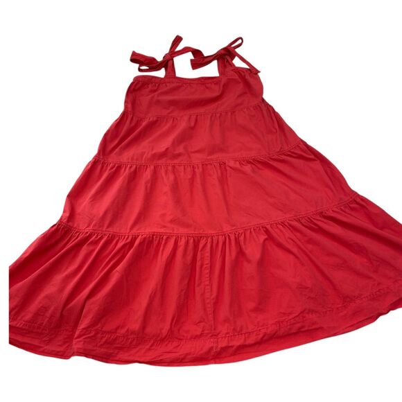 Free Assembly Maxi Dress Womens XL Red Tiered Tie Straps Cottagecore Summer - Picture 2 of 10